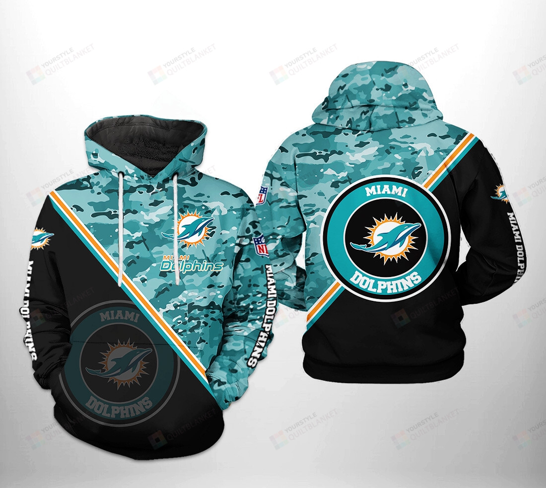 Miami Dolphins Shop - Miami Dolphins NFL Camo Team 3D All Over Print Hoodie Zip up Hoodie