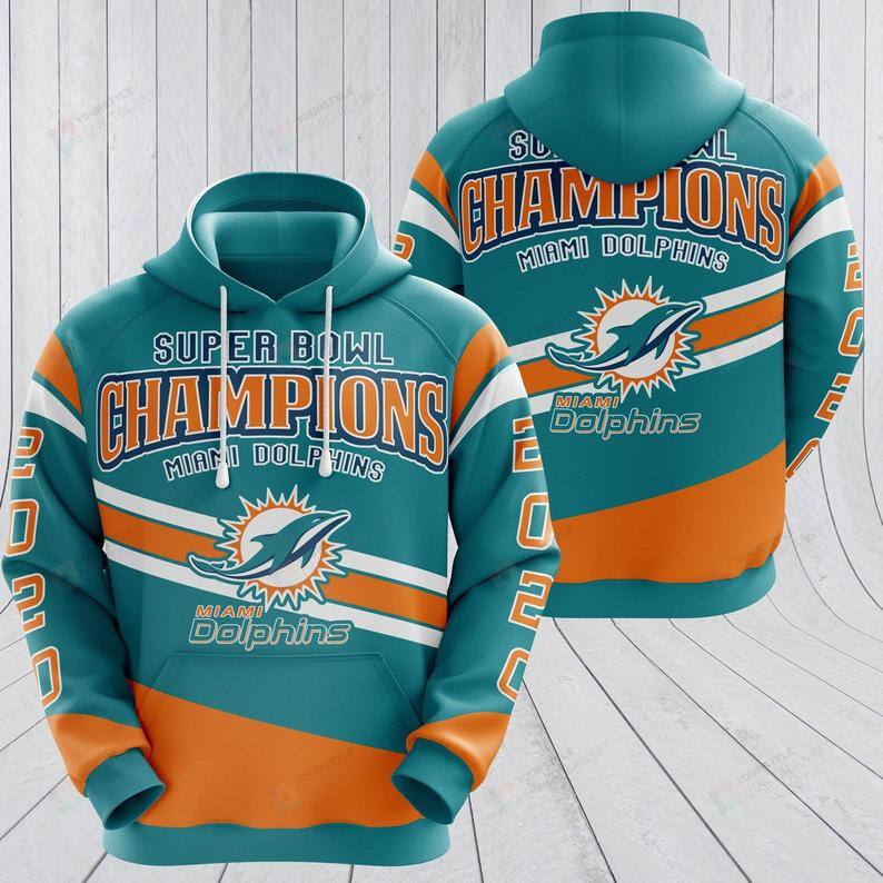 Miami Dolphins Shop - NFL Champions Miami Dolphins 3D All Over Print Hoodie Zip up Hoodie