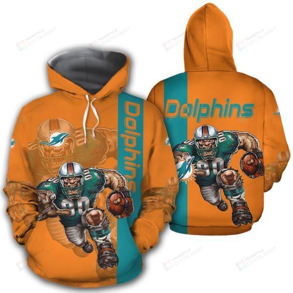 Miami Dolphins Shop - miami dolphins 3d all over print hoodie zipup hoodie mte08112194