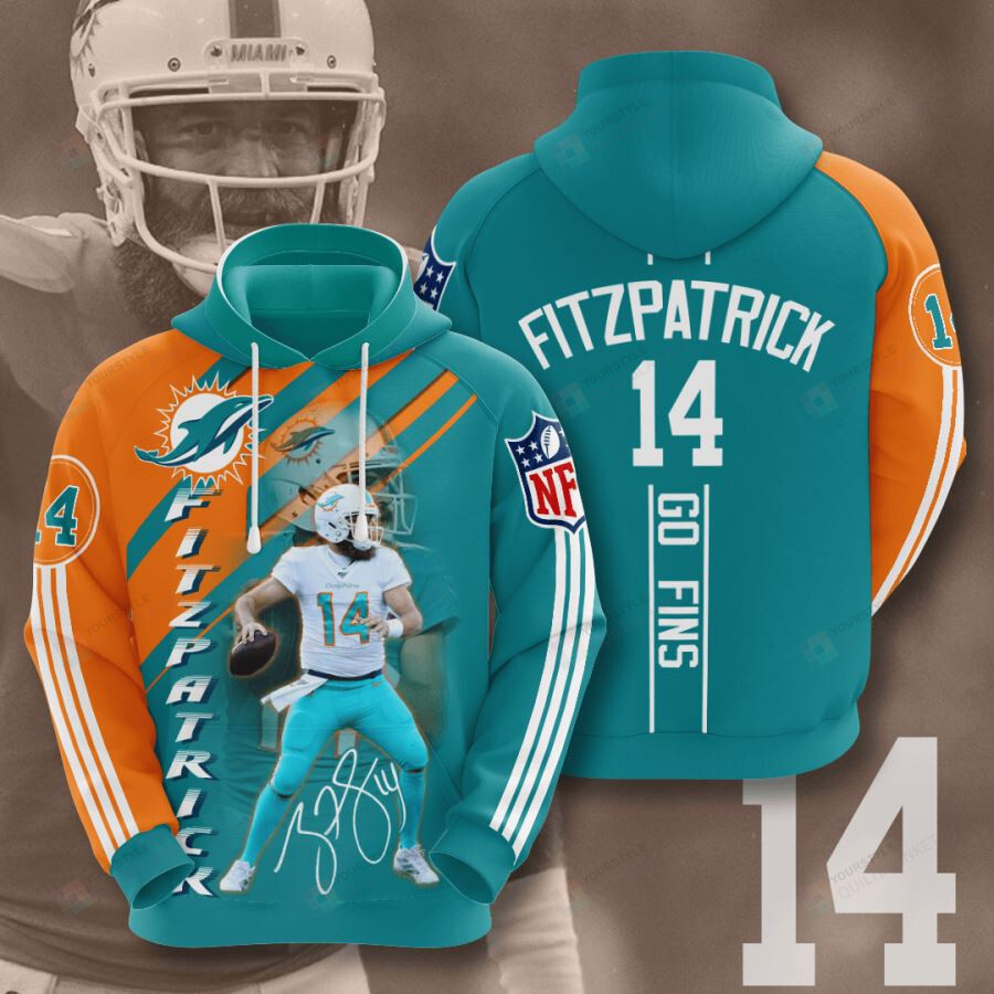 Miami Dolphins Shop - miami dolphins fitzpatrick go fins 3d all over print hoodie zipup hoodie190875