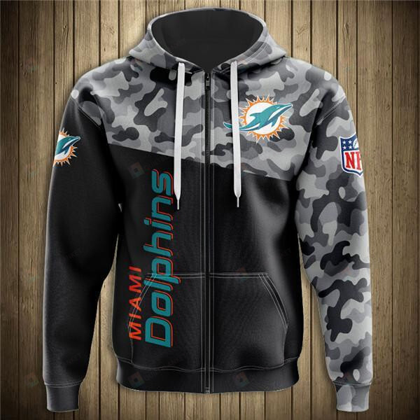 Miami Dolphins Shop - miami dolphins military 3d all over print hoodie zipup hoodie111691