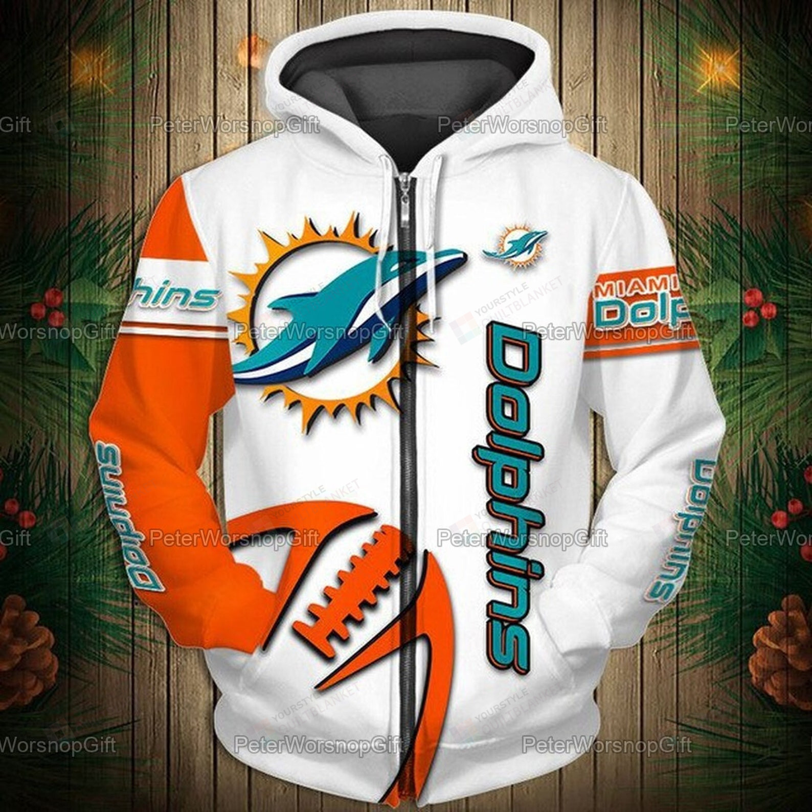 Miami Dolphins Shop - nfl miami dolphins 3d all over print hoodie zipup hoodie mte0136506