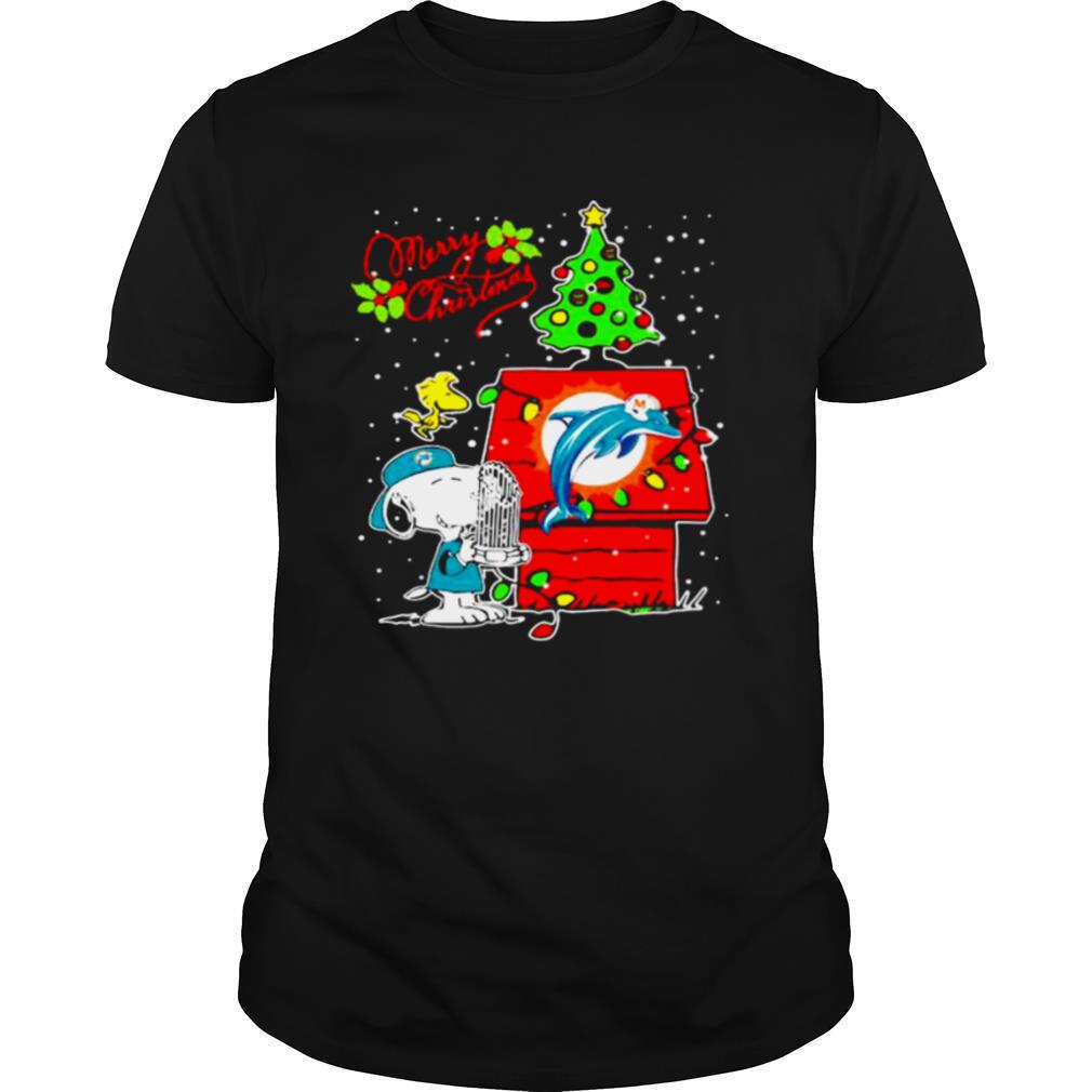 Miami Dolphins Shop - Merry Christmas Snoopy Woodstock Dolphins Miami shirt 1