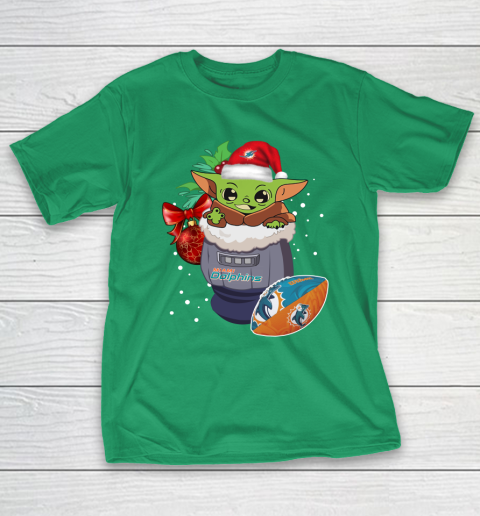 Miami Dolphins Christmas Baby Yoda Star Wars Funny Happy NFL T-Shirt