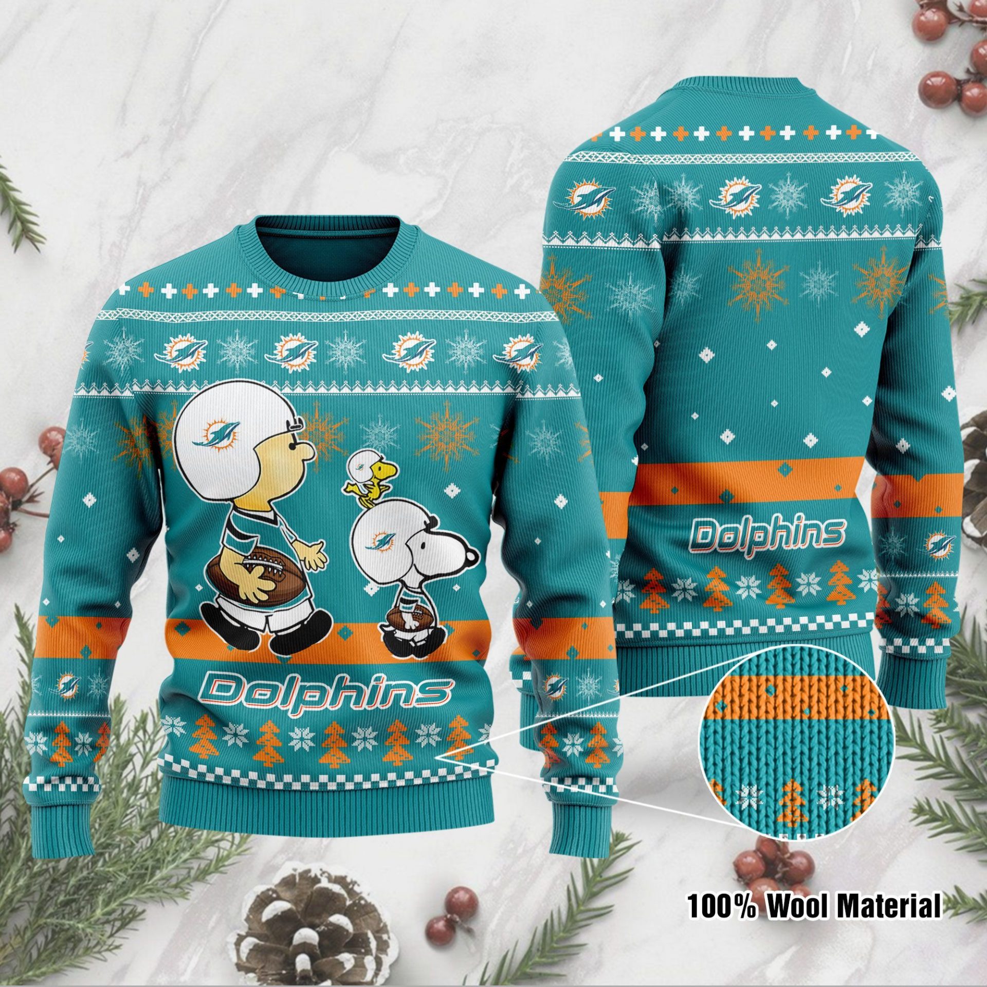NFL Miami Dolphins Snoopy Ugly Christmas Sweater