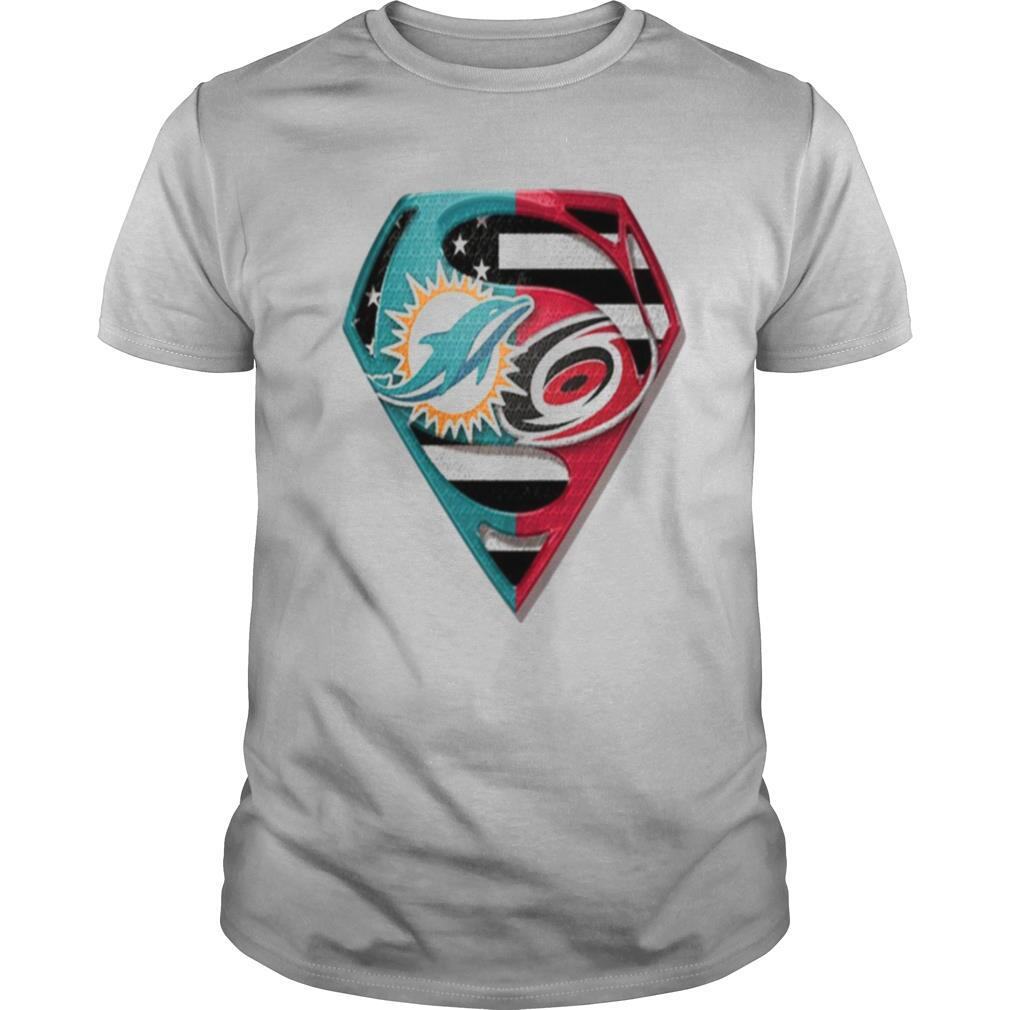 Miami Dolphins Shop - Superman Miami Dolphins vs Carolina Hurricanes 2020 shirt 1