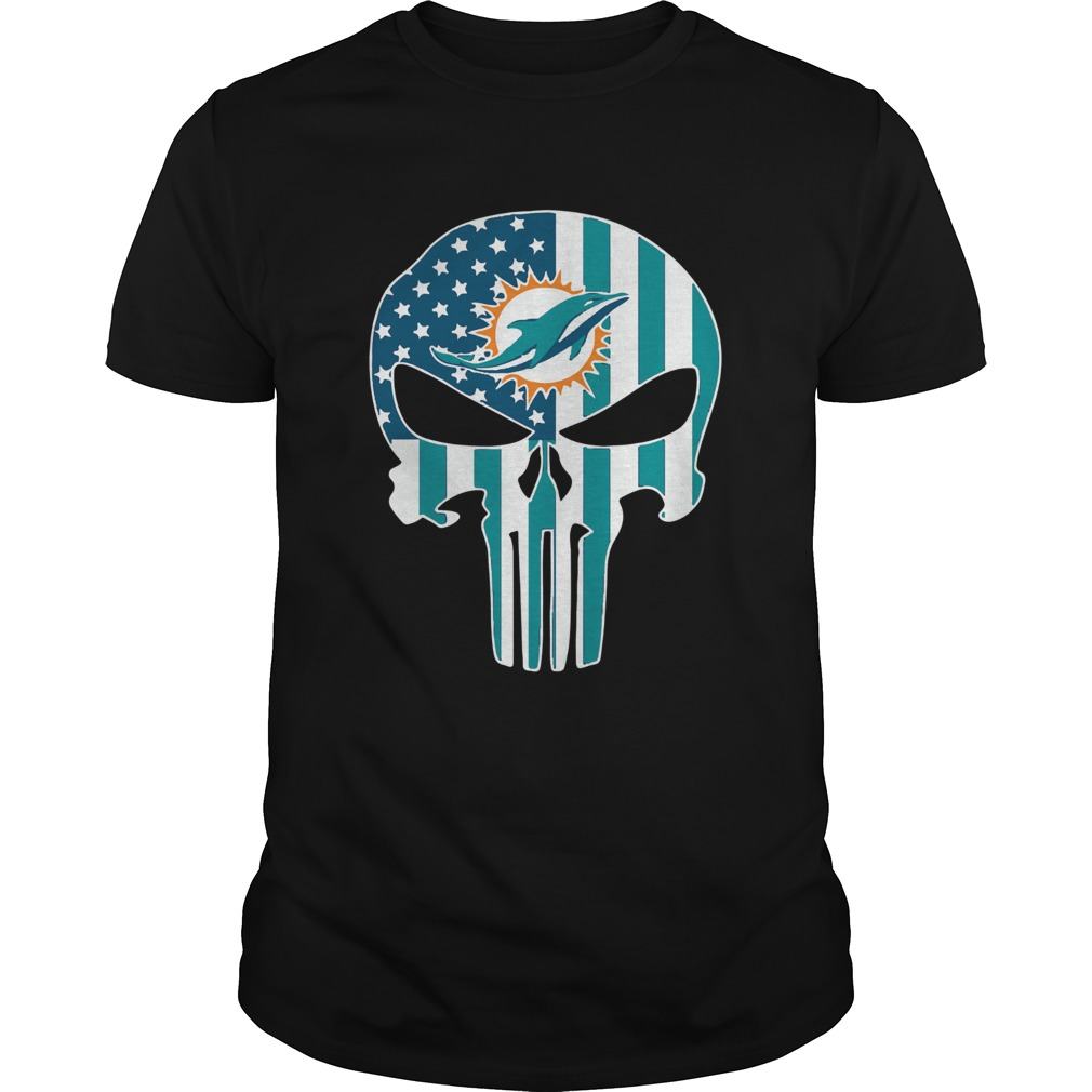 Miami Dolphins Shop - The Punisher Skull American Flag Miami Dolphins shirt 1 1