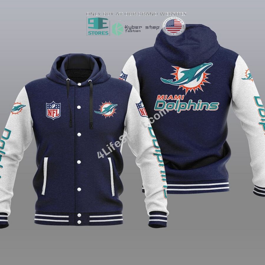 Miami Dolphins Shop - Miami Dolphins Hooded Varsity Jacket V3