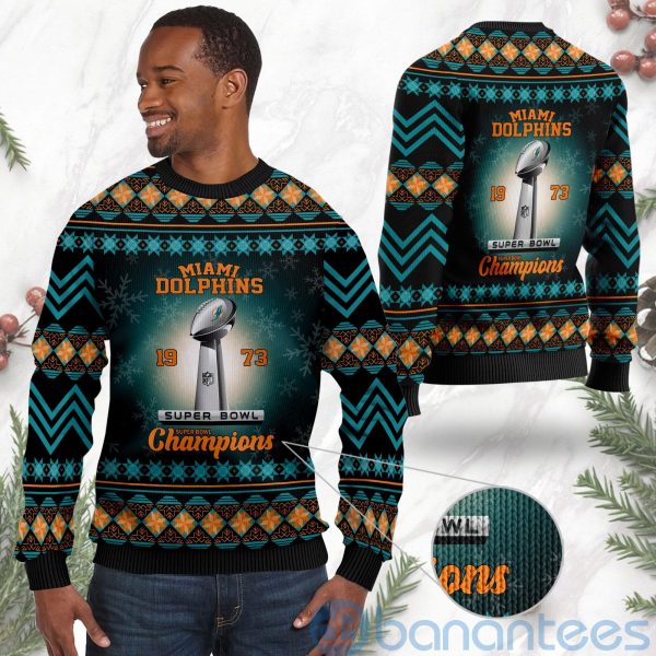 Miami Dolphins Shop - Miami Dolphins Super Bowl Champions Cup Ugly Christmas 3D Sweater