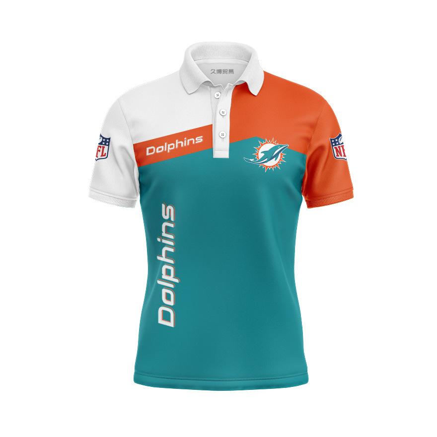 Miami Dolphins Women’S Button Up Polo Shirt