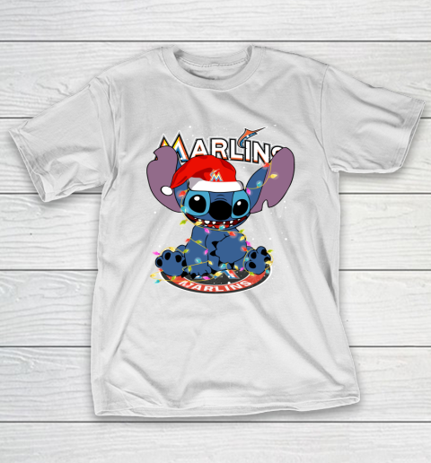 Miami Dolphins Shop - Miami Marlins MLB noel stitch Baseball Christmas T Shirt 1