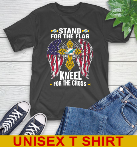Miami Dolphins Shop - NFL Football Miami Dolphins Stand For Flag Kneel For The Cross Shirt T Shirt 1