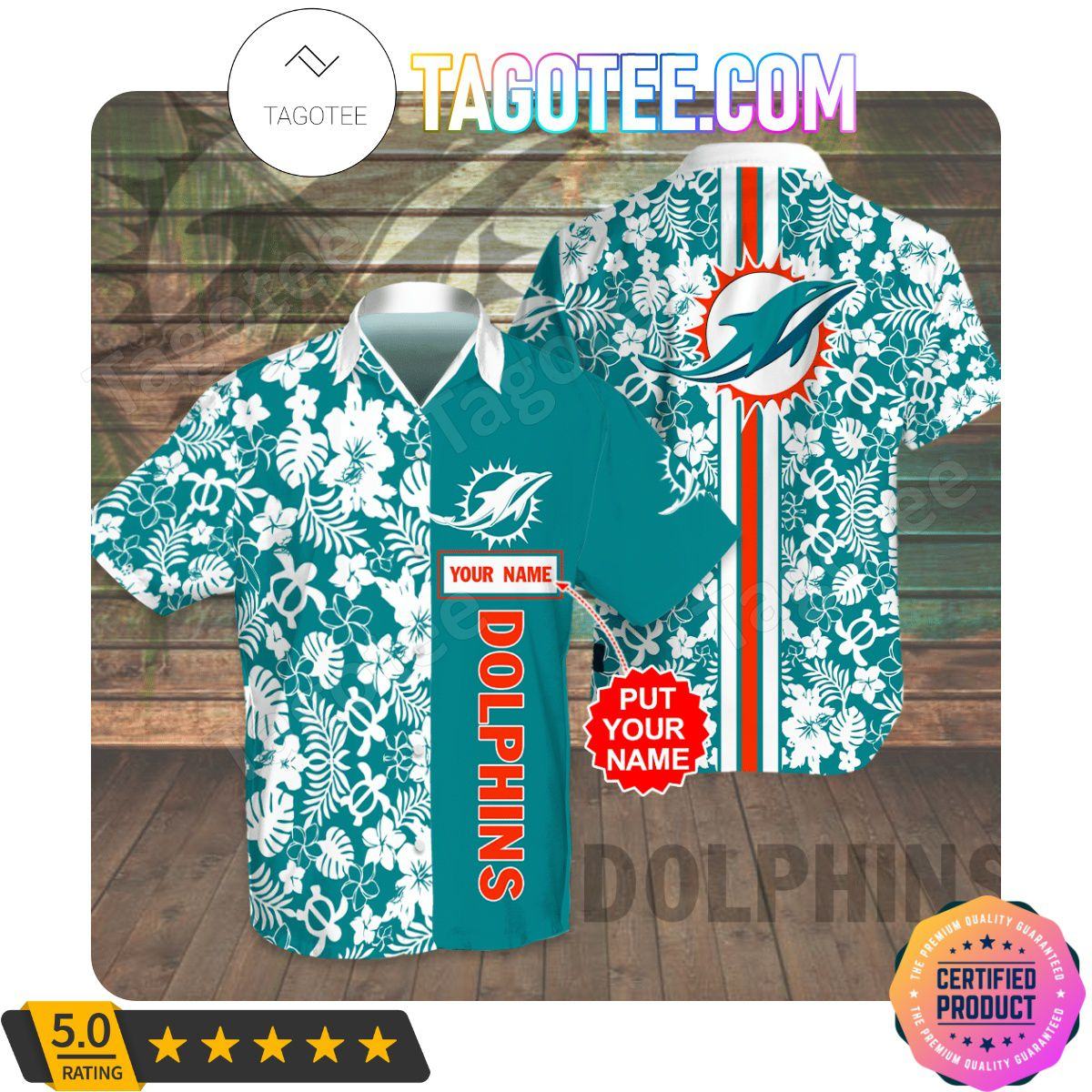 Miami Dolphins Shop - Personalized Miami Dolphins Flowery Turquoise Combo Hawaii Shirt