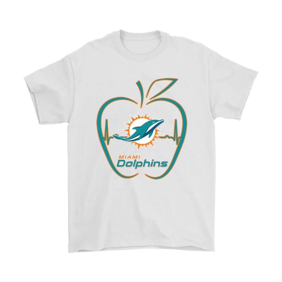 Miami Dolphins Shop - Apple Heartbeat Teacher Symbol Miami Dolphins Shirts 1