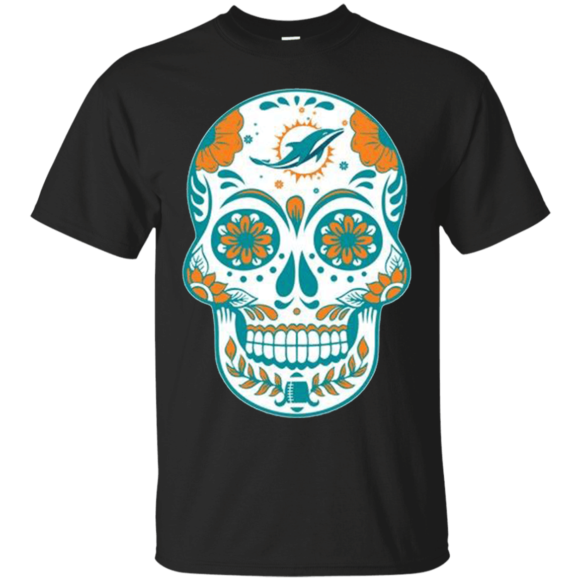 Miami Dolphins Shop - Check out this awesome Miami Dolphins Sugar Skull T shirt 1