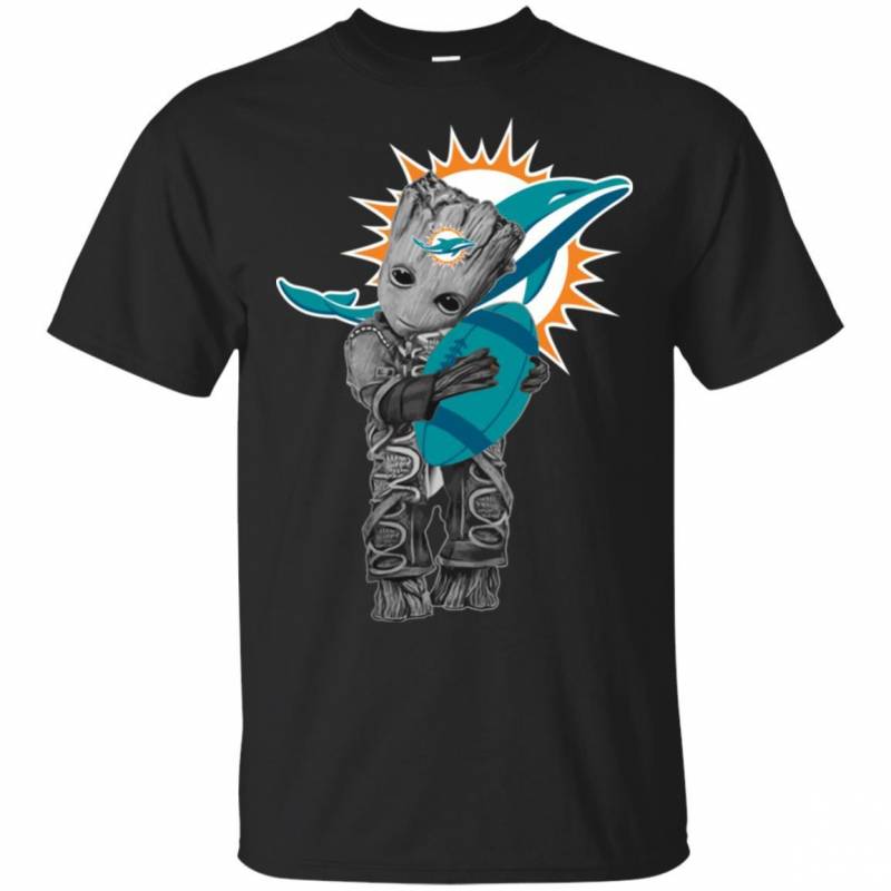 Miami Dolphins Shop - Cute Groot Hug Miami Dolphins T Shirts 1