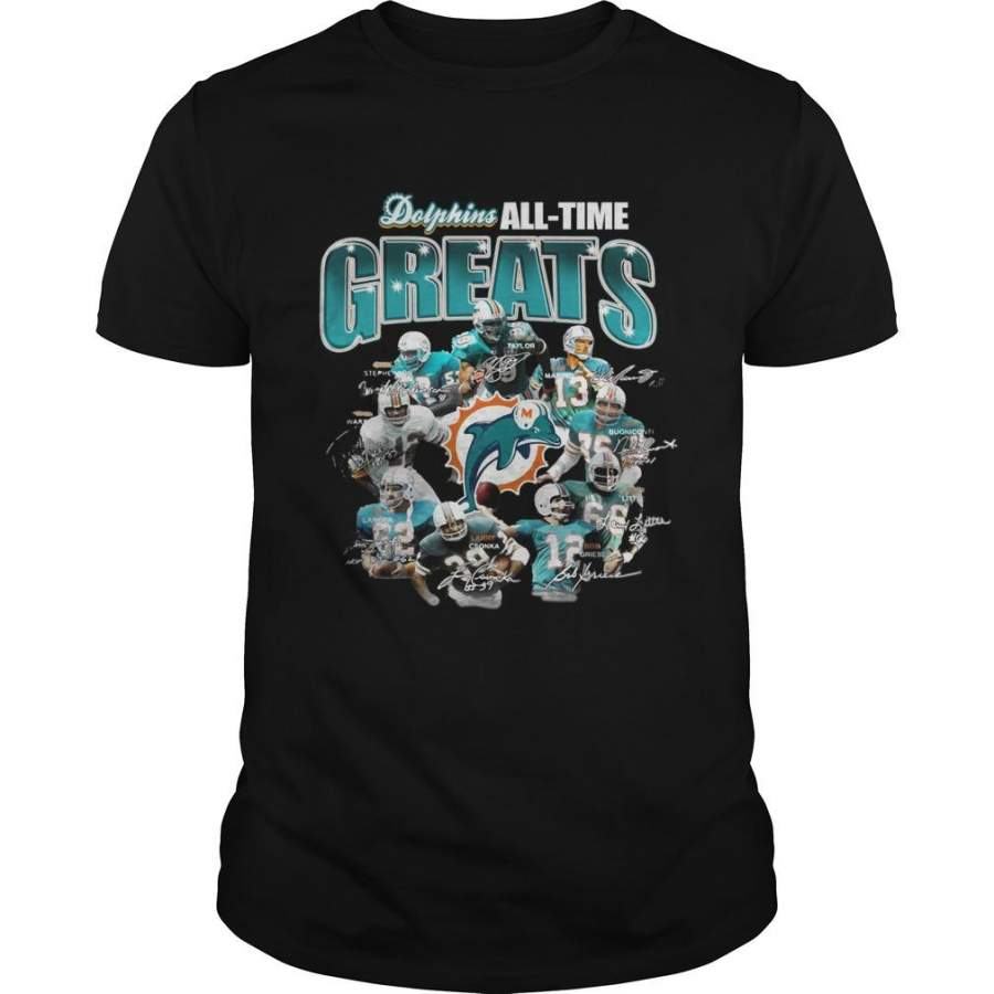 Miami Dolphins Shop - Miami Dolphins Alltime Greats Players Signatures shirt By Vevotee Store