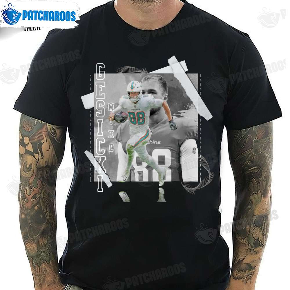 Miami Dolphins Shop - Mike Gesicki Football Paper Poster T Shirt Miami Dolphins Gift 1