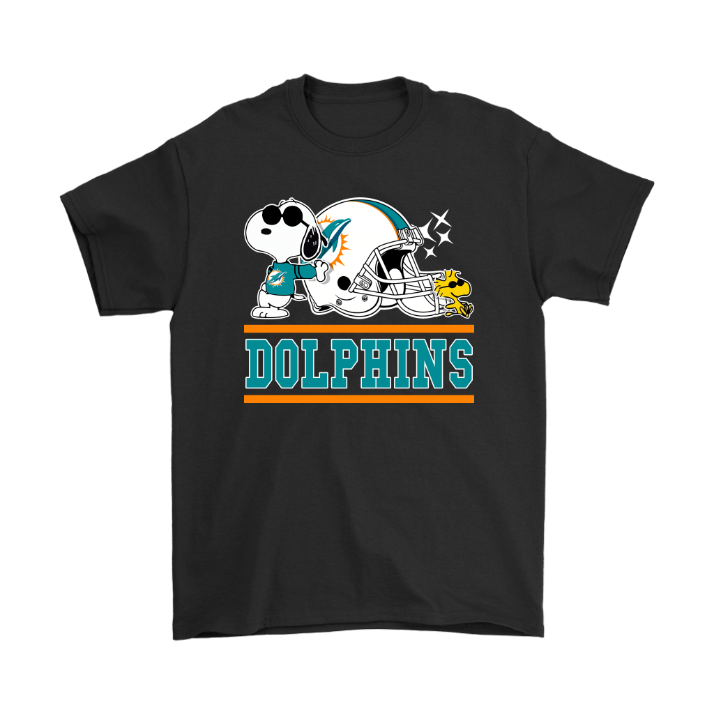 Miami Dolphins Shop - Order The Miami Dolphins Joe Cool And Woodstock Snoopy Mashup Shirts 1