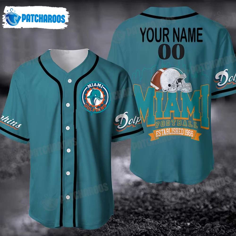 Personalized NFL Miami Football Established 1966 Baseball Jersey Dolphins Gift V2