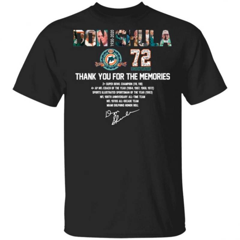 Miami Dolphins Shop - Rip Don Shula 1930 2020 Miami Dolphins 72th Undefeated Signature T Shirt 1