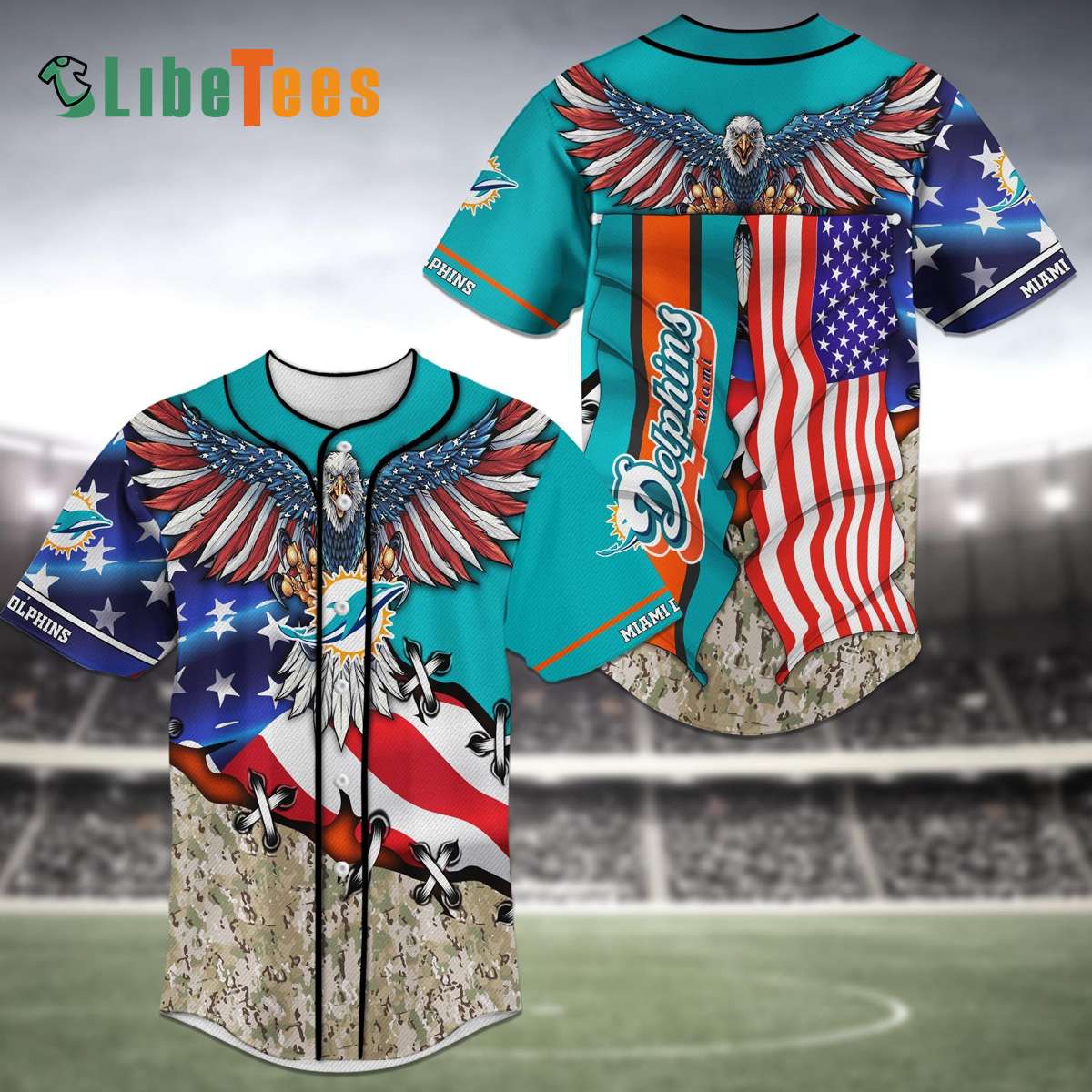 Miami Dolphins Shop - Miami Dolphins Baseball Jersey Shirt American Eagle 1
