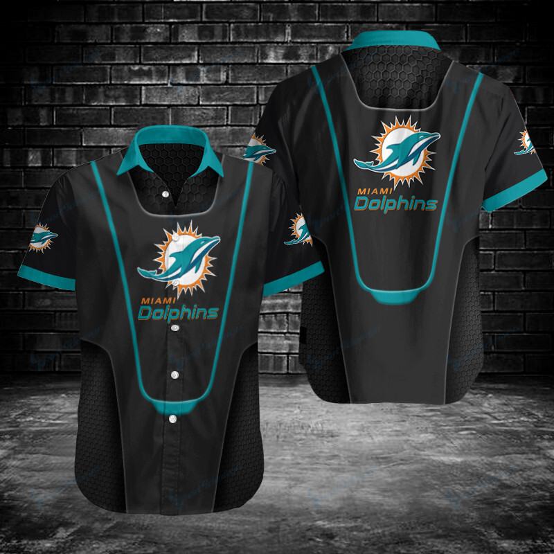 Miami Dolphins Shop - Miami Dolphins Button Shirt For Fan V18