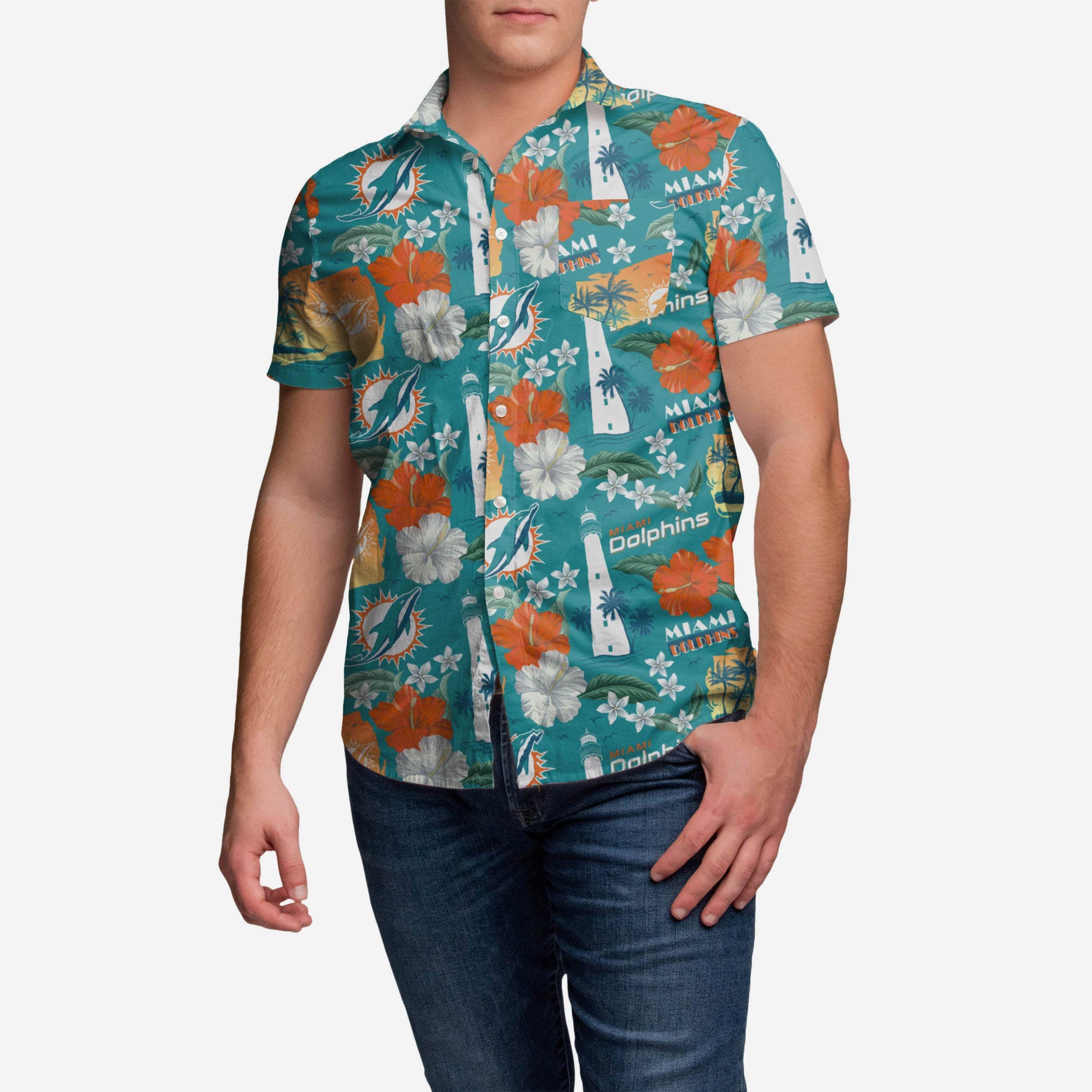 Miami Dolphins Shop - Miami Dolphins City Style Button Up Shirt