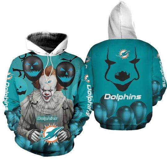Miami Dolphins Shop - Miami Dolphins Pennywise The Dancing Clown It Halloween 3D All Over Print Hoodie