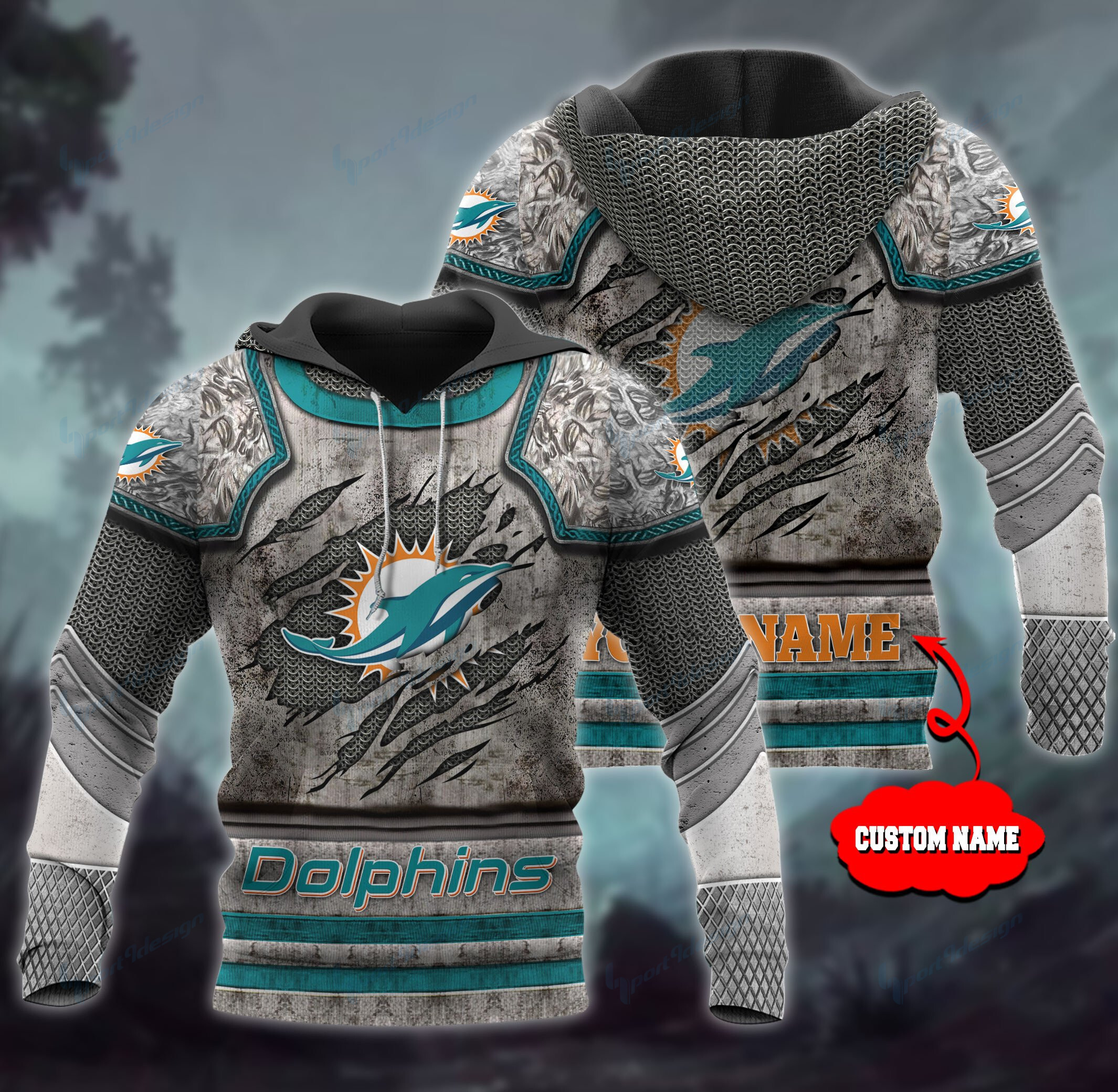 Miami Dolphins Personalized All Over Printed Hoodie 3D V3