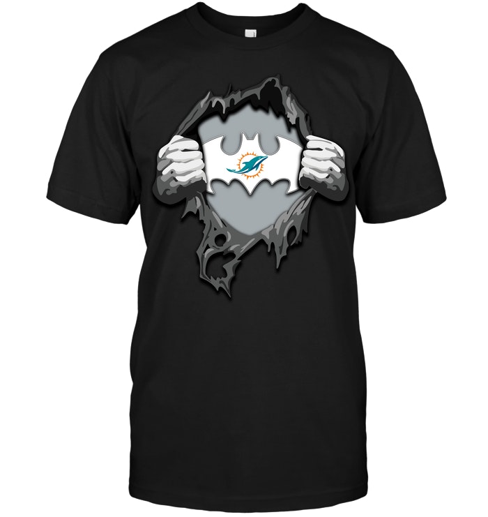 Miami Dolphins Shop - Miami Dolphins Ripping Tearing Through Logo Batman T shirt 2023 V1