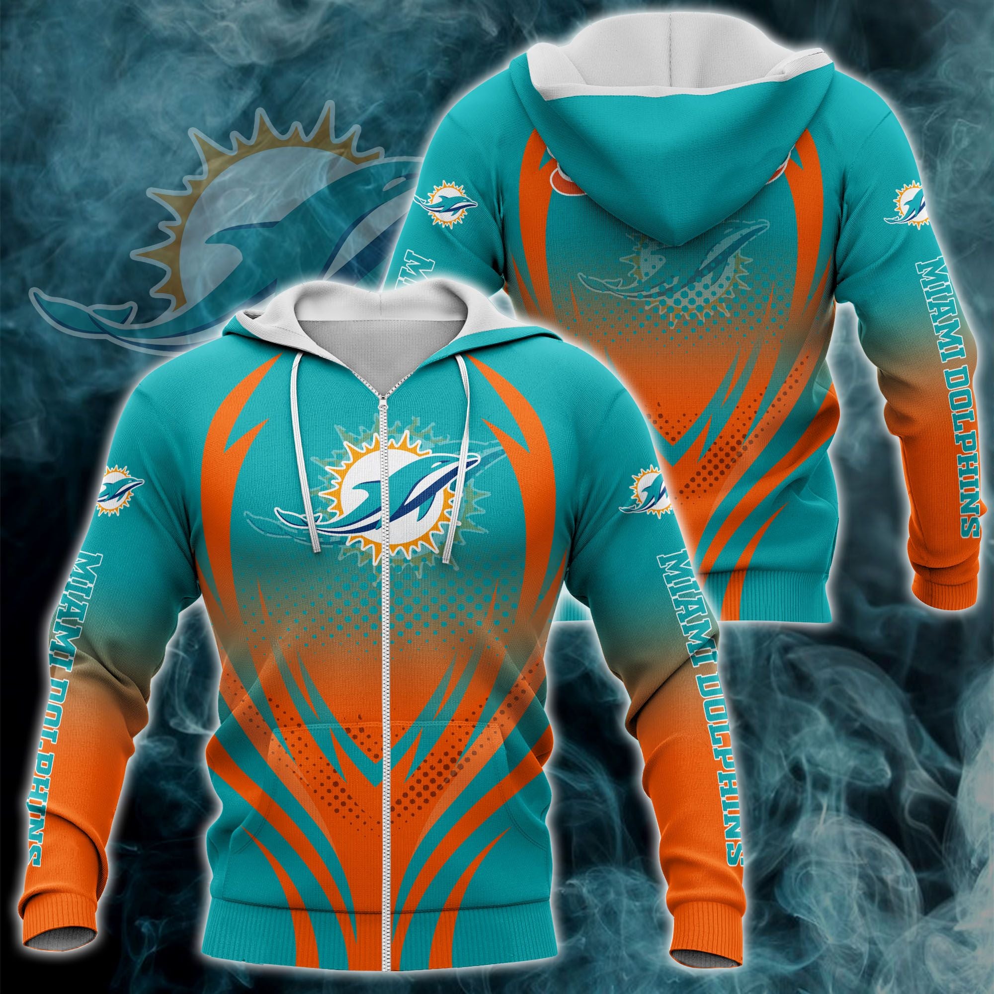 Miami Dolphins Shop - Miami Dolphins Zip Up Hoodies V1