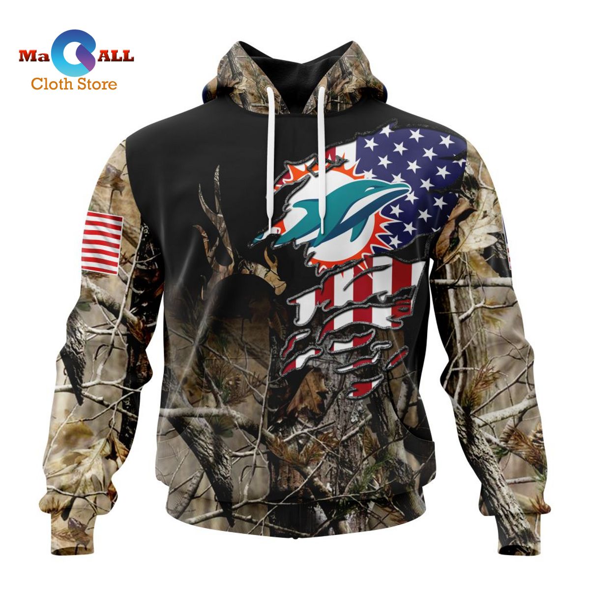 Miami Dolphins Shop - NFL Miami Dolphins Special Camo Realtree Hunting Hoodie