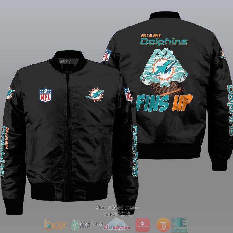 Miami Dolphins Shop - Nfl Miami Dolphins Fins Up Bomber Jacket Black
