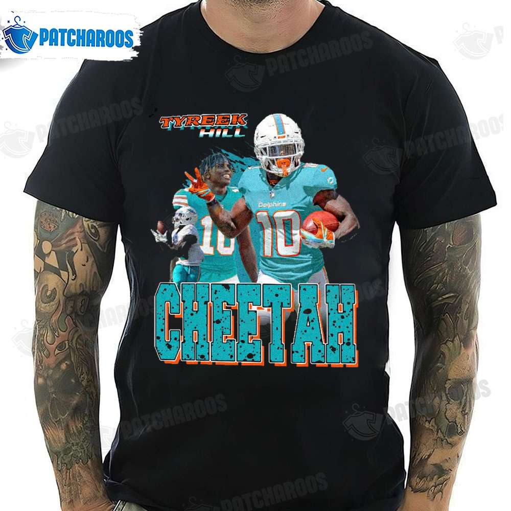 Miami Dolphins Shop - Tyreek Hill Cheetah Vintage T Shirt Unique Miami Dolphins Gifts 1