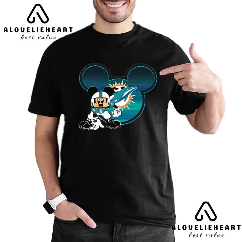 Miami Dolphins Shop - Cheap Disney Mickey Mouse NFL Football Player Miami Dolphins T shirt 1