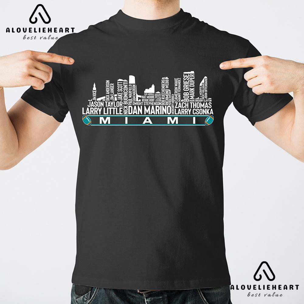 Miami Dolphins Shop - Cheap Miami City Skyline Football Team All Time Legends Dolphins T shirt 1