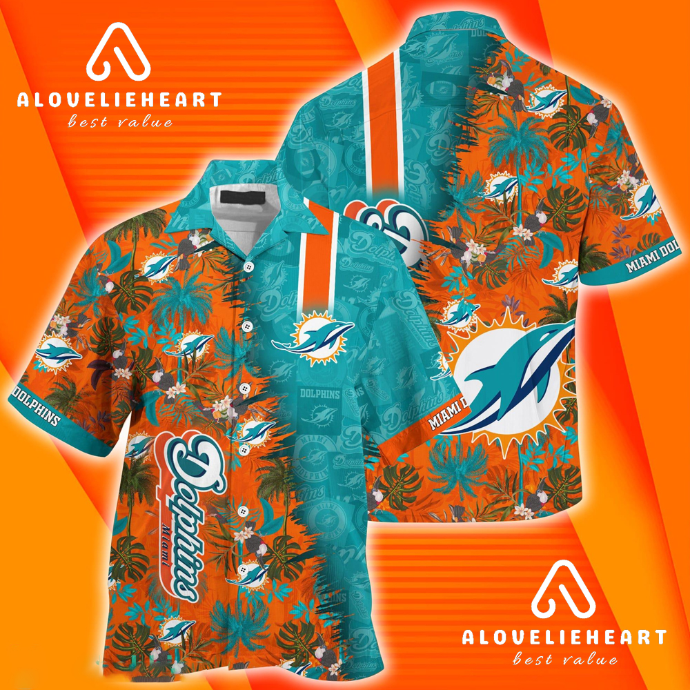 Miami Dolphins Shop - Cheap Tropical Plant Miami Dolphins Hawaiian Shirt Short Sleeve Beach Shirt 1