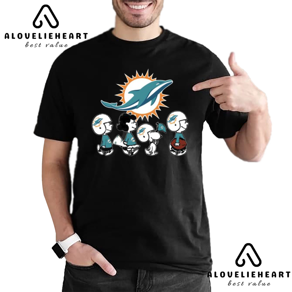 Funny Peanuts Snoopy And Friends Cheer For The Miami Dolphins Shirt