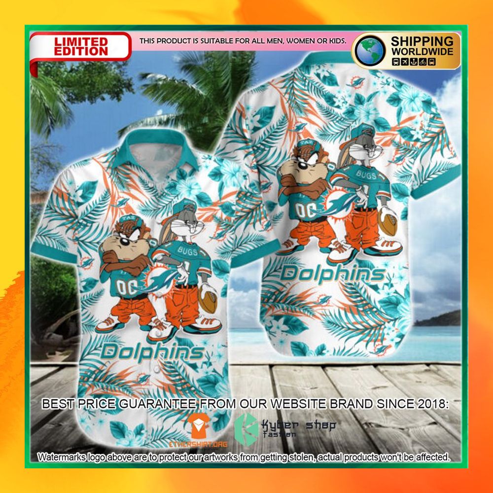 Miami Dolphins Shop - Miami Dolphins Bugs Bunny Taz Hawaiian Shirt