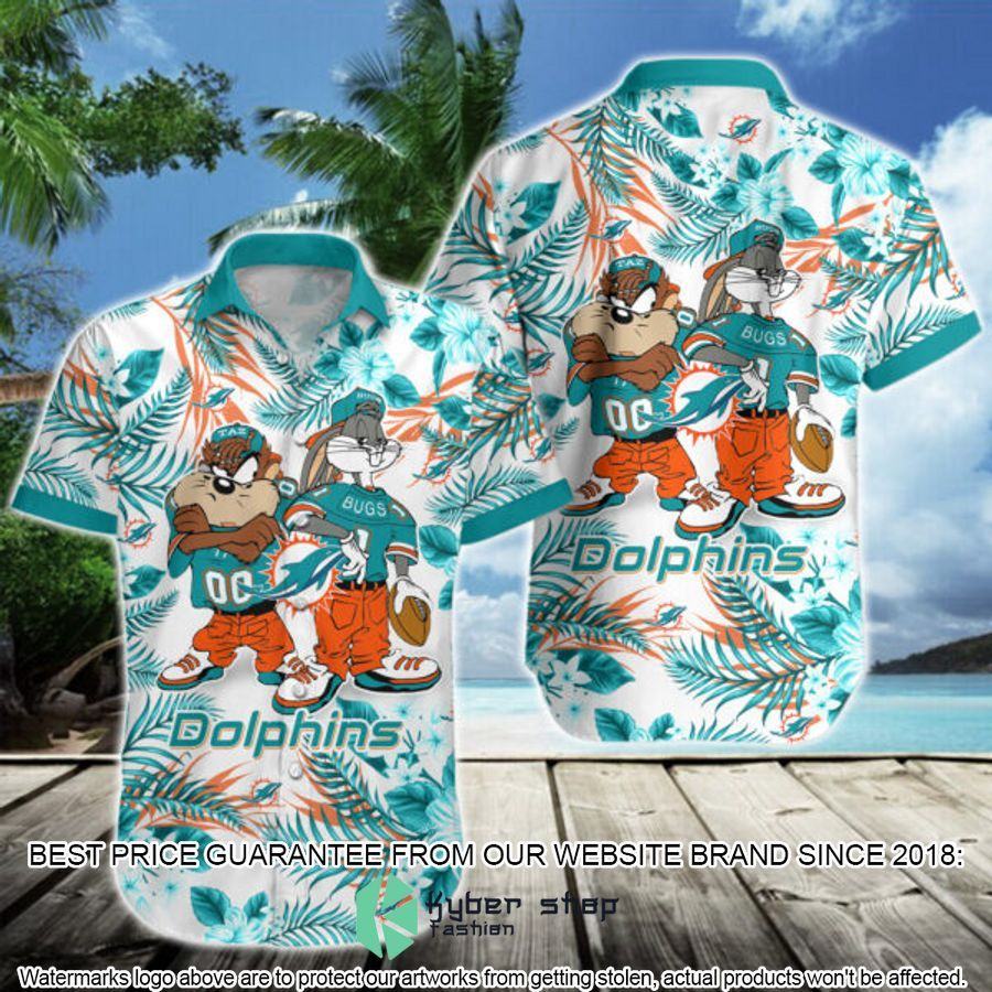 Miami Dolphins Shop - Miami Dolphins Bugs Bunny Taz NFL Hawaiian Shirt