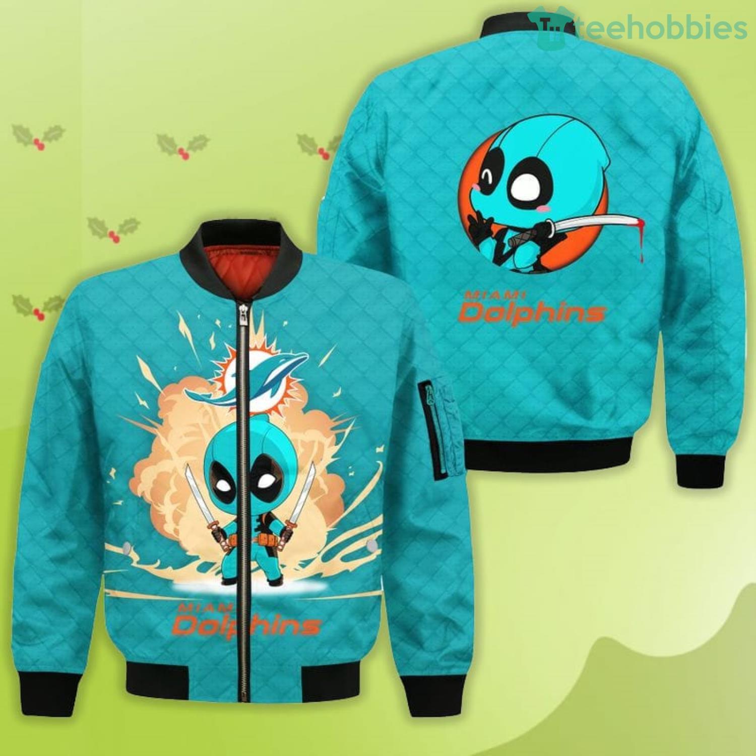 Miami Dolphins Deadpool 3D All Over Printed Bomber Jacket