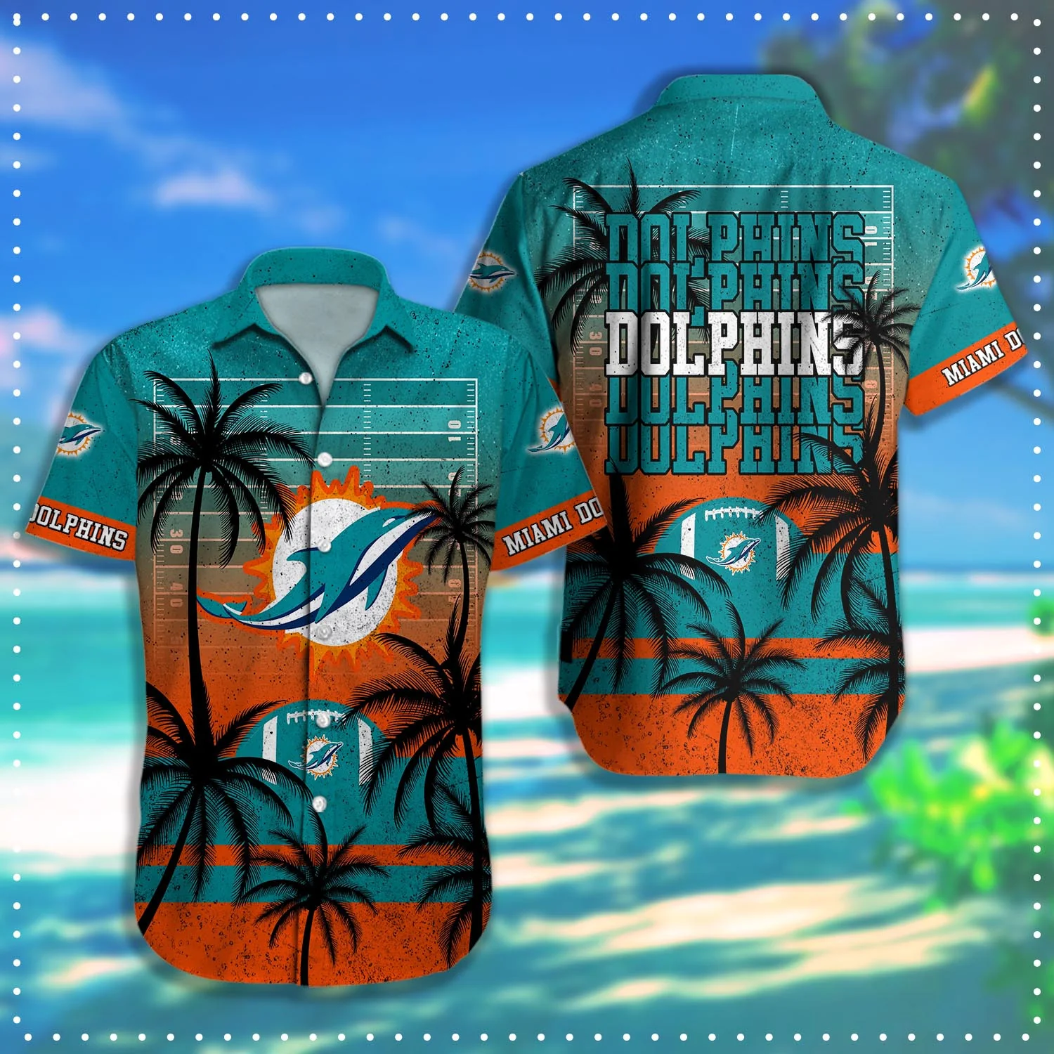 Miami Dolphins Shop - Miami Dolphins Hawaiian Shirt Coconut Tree Ball