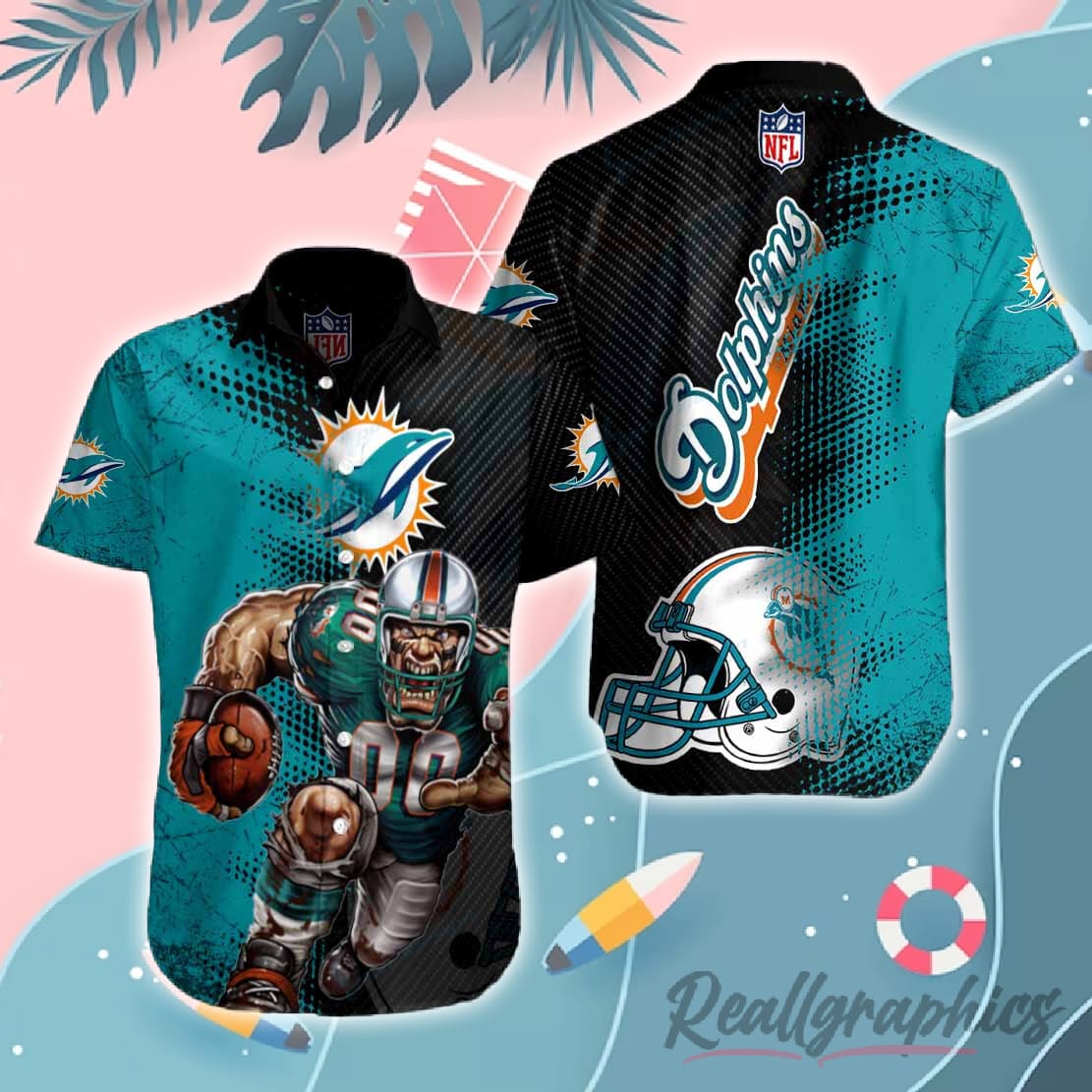 Miami Dolphins Shop - Miami Dolphins Mascot Button Shirt 1
