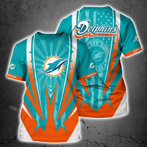 Miami Dolphins Shop - Miami Dolphins Mens T Shirt Football Summer V5