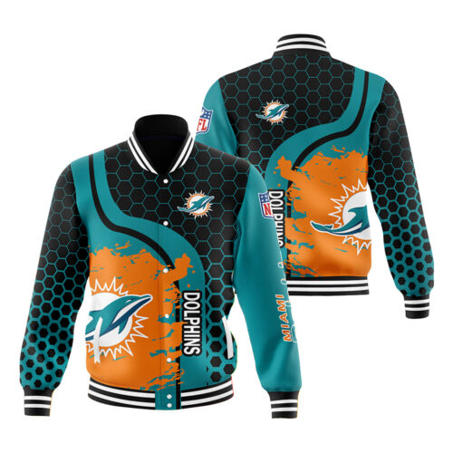 Miami Dolphins Shop - Miami Dolphins Mens Varsity Jacket Casual V11