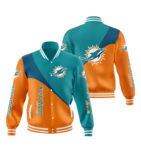 Miami Dolphins Shop - Miami Dolphins Mens Varsity Jacket Casual V3