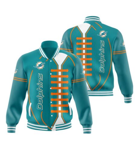 Miami Dolphins Shop - Miami Dolphins Mens Varsity Jacket Casual V5