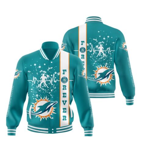 Miami Dolphins Shop - Miami Dolphins Mens Varsity Jacket Casual V8