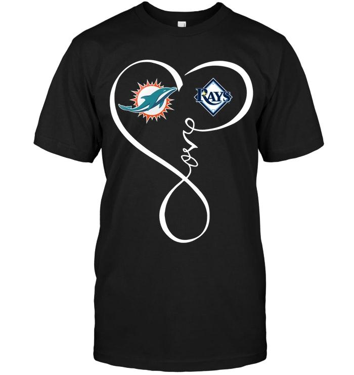 Miami Dolphins Shop - Mlb Tampa Bay Rays Miami Dolphins Tampa Bay Rays Love Heart Shirt